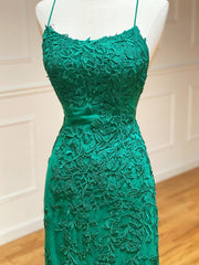 Backless Green Lace Mermaid Corset Prom Dresses, Open Back Mermaid Lace Corset Formal Evening Dresses outfit, Formal Dresses Fashion