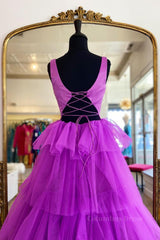 Backless Purple High Low Corset Prom Dresses, Open Back Purple High Low Corset Formal Evening Dresses outfit, Formal Dresses For Fall Wedding
