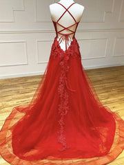 Backless Red Lace Corset Prom Dresses, Open Back Red Lace Corset Formal Evening Dresses outfit, Formal Dress Stores