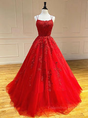 Backless Red Lace Corset Prom Dresses, Red Backless Lace Corset Formal Evening Graduation Dresses outfit, Party Dress Lace