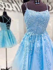 Backless Short Blue Lace Corset Prom Dresses, Open Back Short Blue Lace Corset Formal Graduation Dresses outfit, Backless Dress