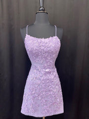 Backless Short Purple Corset Prom Dresses, Open Back Short Purple Lace Graduation Corset Homecoming Dresses outfit, Formal Dresses Outfit