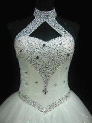 Ball-Gown Halter Beading Floor-Length Tulle Corset Wedding Dress outfit, Wedding Dresses Dresses