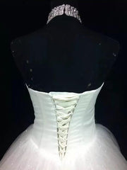 Ball-Gown Halter Beading Floor-Length Tulle Corset Wedding Dress outfit, Wedding Dress Deals
