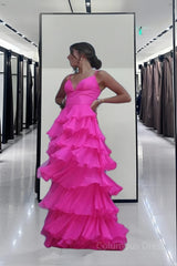 Ball Gown Hot Pink Straps Evening Party Dress Corset Prom Dress outfits, Ball Gown Hot Pink Straps Evening Party Dress Prom Dress