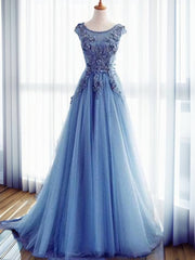 Ball-Gown Jewel Appliques Lace Sweep Train Tulle Dress outfit, Bridesmaid Dresses Different Styles