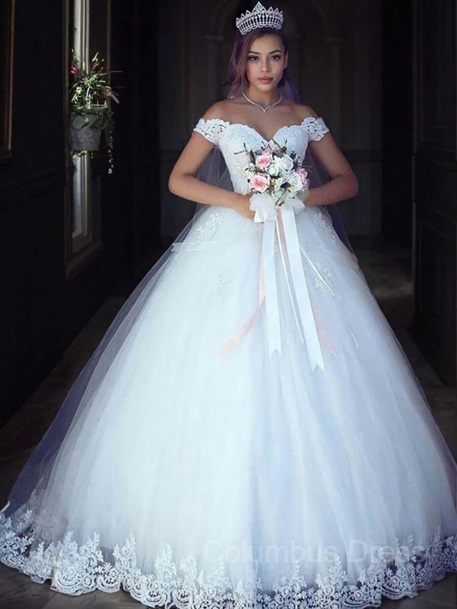 Ball Gown Off-the-Shoulder Floor-Length Tulle Corset Wedding Dresses outfit, Wedding Dresses Couture
