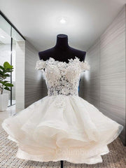Ball Gown Off-the-Shoulder Short/Mini Organza Corset Homecoming Dresses With Appliques Lace outfit, Party Dress Pattern