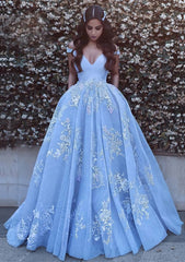 Ball Gown Off-the-Shoulder Sleeveless Court Train Tulle Corset Prom Dress With Pleated Appliqued Gowns, Prom Dress For Girl