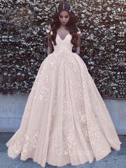 Ball Gown Off-the-Shoulder Sweep Train Tulle Corset Prom Dresses With Pockets Gowns, Prom Dress Boutique