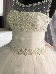 Ball-Gown Scoop Beading Floor-Length Tulle Corset Wedding Dress outfit, Wedding Dress Outfits