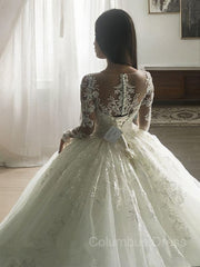 Ball Gown Scoop Court Train Tulle Corset Wedding Dresses With Appliques Lace outfit, Wedding Dresses Inspiration