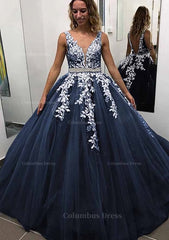 Ball Gown Sleeveless Long/Floor-Length Tulle Corset Prom Dress With Lace Appliqued Beading outfit, Formal Dresses For Weddings Guest