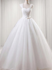 Ball-Gown Square Ruffles Floor-Length Tulle Corset Wedding Dress outfit, Wedding Dresses Boho