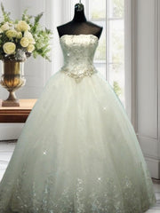 Ball-Gown Straight Beading Floor-Length Tulle Corset Wedding Dress outfit, Wedding Dress Long