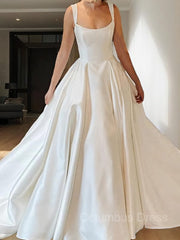 Ball Gown Straps Court Train Satin Corset Wedding Dresses outfit, Wedding Dress A Line
