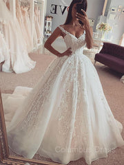 Ball Gown Straps Sweep Train Tulle Corset Wedding Dresses With Appliques Lace outfit, Wedding Dress Back