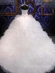 Ball Gown Sweetheart Cathedral Train Organza Corset Wedding Dresses With Beading outfit, Wedding Dress Costs