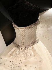 Ball-Gown Sweetheart Sequin Cathedral Train Tulle Corset Wedding Dress outfit, Wedding Dress Under 502