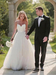 Ball Gown Sweetheart Sweep Train Tulle Corset Wedding Dresses outfit, Wedding Dress And Shoe