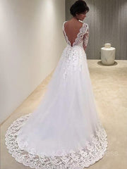 Ball Gown V-neck Court Train Tulle Corset Wedding Dresses With Appliques Lace outfit, Wedding Dress The Bride