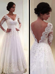 Ball Gown V-neck Court Train Tulle Corset Wedding Dresses With Appliques Lace outfit, Wedding Dresses The Bride