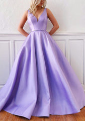 Ball Gown V Neck Sleeveless Satin Sweep Train Corset Prom Dress outfits, Party Dress Short Clubwear