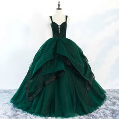 Beautiful Dark Green Corset Prom Dresses Corset Ball Gown Beading Ruffles Spaghetti Straps Backless Sleeveless Floor-Length Long Corset Formal Dresses outfit, Party Dresses With Boots