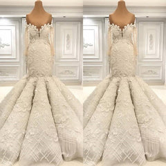 Beautiful Ivory Mermaid Sweetheart Lace Bridal Gowns for Wedding Outfits, Wedding Dresses With Color
