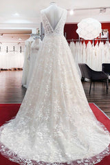 Beautiful Long A-Line Lace Appliques Tulle Open Back Corset Wedding Dresses outfit, Wedding Dress Boutique