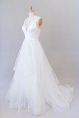 Beautiful V-neck Tulle A-line Corset Wedding Dress outfit, Wedding Dress Inspired
