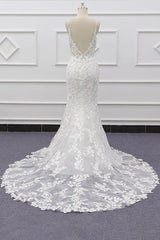 Best Long Mermaid Spaghetti Strap Appliques Lace Corset Wedding Dress outfit, Wedding Dresses Long Sleev