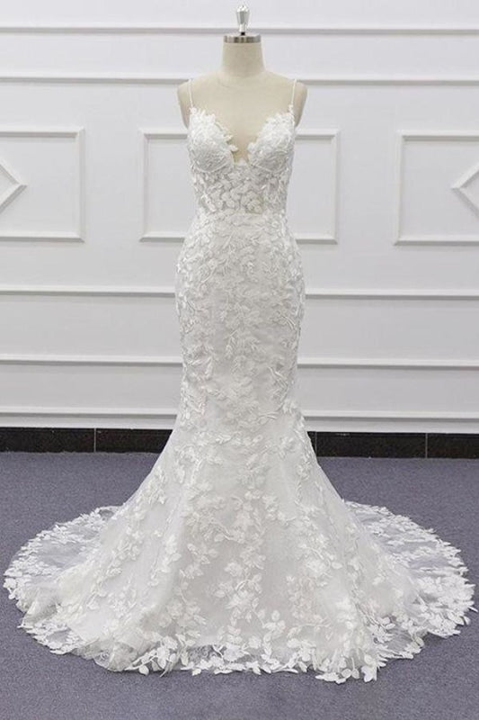 Best Spaghetti Strap Appliques Mermaid Corset Wedding Dress outfit, Wedding Dress Wedding Dress