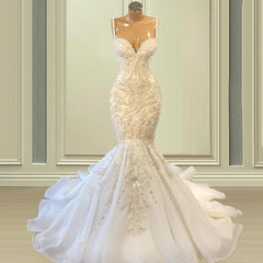 Biztunnel Elegant Long Mermaid Sweetheart Sleeveless Tulle Lace Corset Wedding Dress outfit, Wedding Dresses Trains
