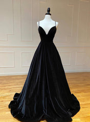 Black A-Line Velvet Long Corset Prom Dresses, Black Evening Dresses outfit, Bridesmaid Dress Stylee