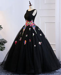 Black Tulle Long Corset Prom Gown Black Evening Dress outfit, Homecoming Dress Chiffon