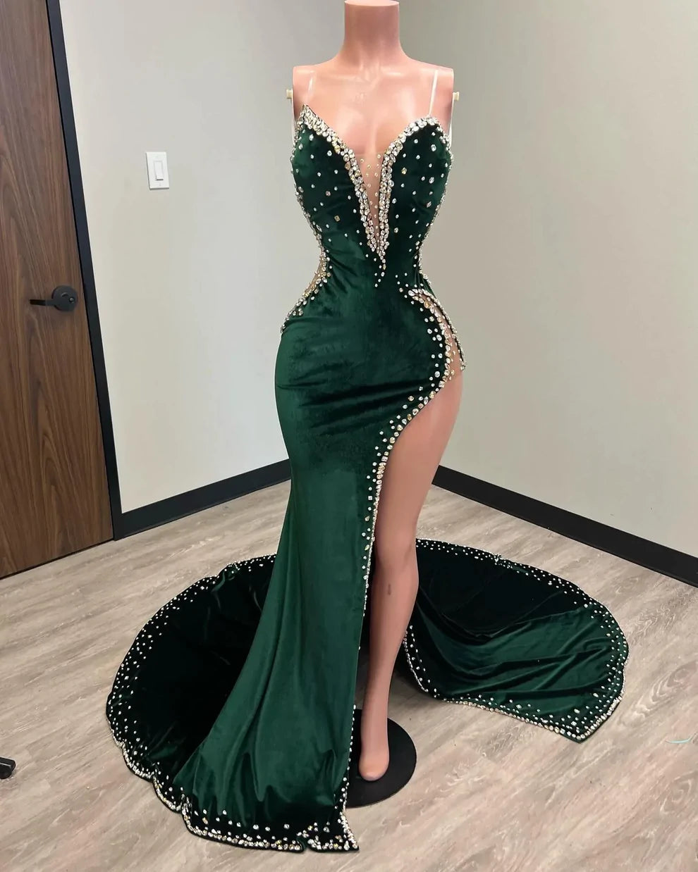 Black Girl Corset Prom Dresses Long Mermaid Green Corset Prom Gown With Train outfit, Party Dresses Black And Gold