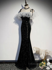 Black mermaid long Corset Prom dress, black evening dress outfit, Prom Dresses Inspiration