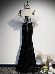 Black mermaid long Corset Prom dress, black evening dress outfit, Prom Dress Inspirational