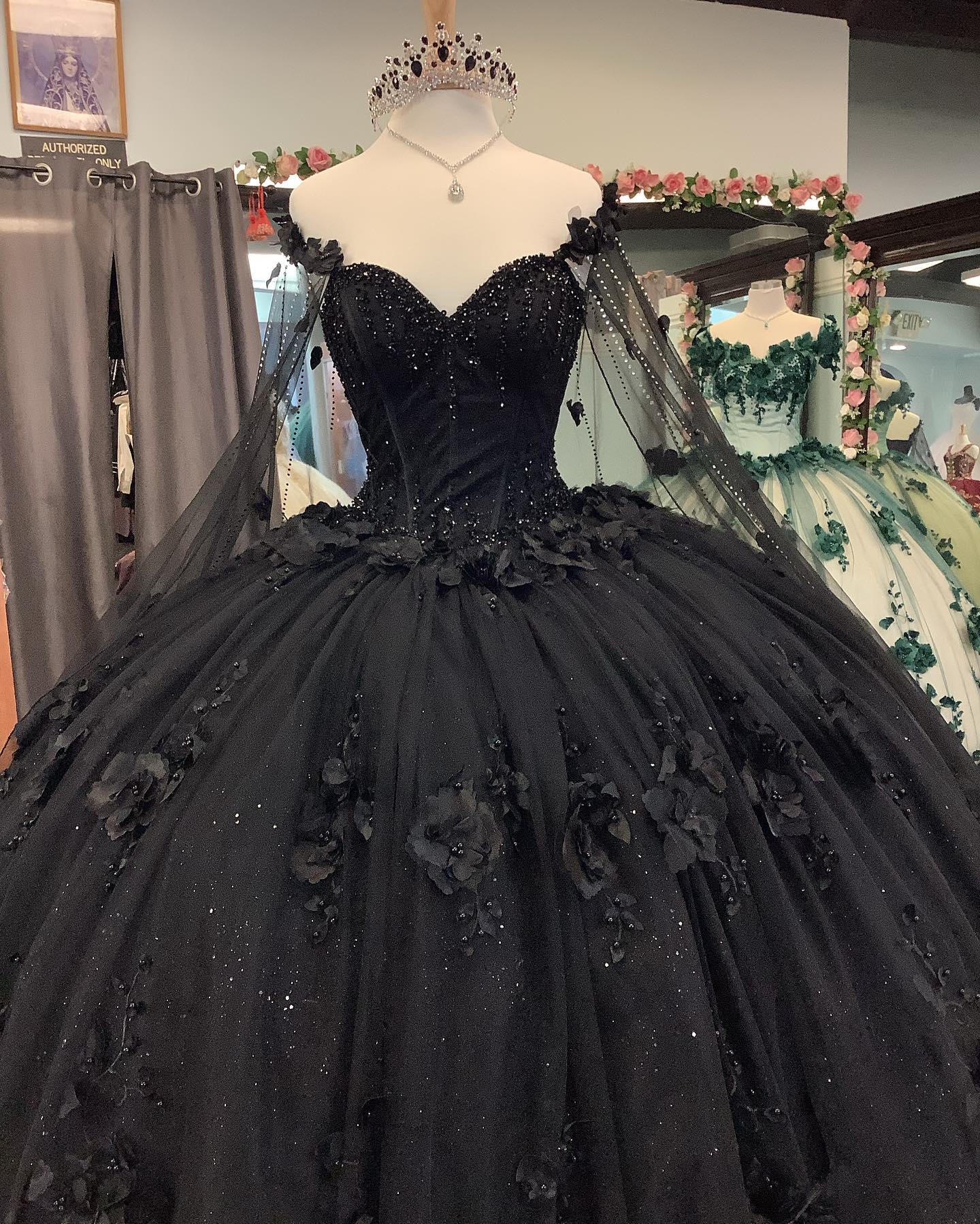 Black Quinceanera Dresses with Flowers,Long Sweet 16 Dresses outfit, Bridesmaids Dresses Ideas