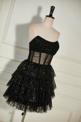 Black Sequined Strapless Multi-Layers Tulle Cocktail Dress outfit, Bridesmaid Dresses Color Palettes
