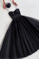 Black Spaghetti Tulle Short Corset Prom Dress, Black Corset Homecoming Party Dress Outfits, Evening Dresses On Sale