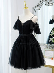 Black Sweetheart Straps Tulle Corset Homecoming Dress, Black Off Shoulder Corset Prom Dress outfits, Bridesmaid Dress On Sale