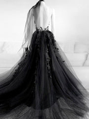 Black V Neck Backless Lace Corset Wedding Dresses,Open Back Black Bridal Gown outfit, Wedding Dress Deals