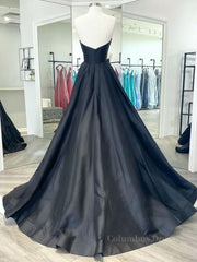 Black v neck satin long Corset Prom dress, black evening dress outfit, Prom Dresses Guide