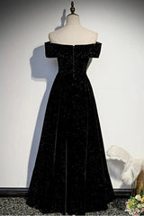 Black Velvet Off Shoulder Long Party Dress, Black Simple Corset Prom Dress outfits, Homemade Ranch Dress