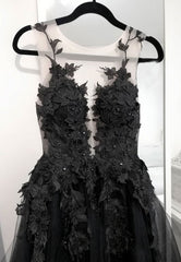 Black Tulle Lace Long Corset Prom Dress, Black Corset Formal Graduation Dress outfits, Bridesmaid Dresses Beach Wedding