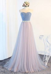 Blue Tulle Long Corset Prom Dresses, A-Line Strapless Evening Dresses outfit, Party Dress Emerald Green