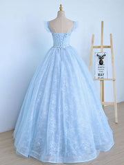 Blue A-Line Tulle Lace Long Corset Prom Dresses, Blue Lace Corset Formal Evening Dresses outfit, Prom Dress Trends 2034