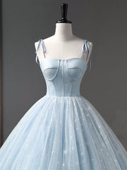 Blue A-Line Tulle Long Corset Prom Dress, Blue Corset Formal Sweet 16 Dress outfit, Prom Dress Size 25